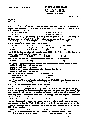 Đề thi thử THPT Quốc gia lần 1 môn Hóa học năm 2017 - Mã đề 210 - Trường THPT Thanh Oai A